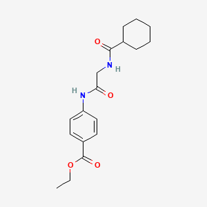 molecular formula C18H24N2O4 B2544844 Ethyl 4-(2-(cyclohexanecarboxamido)acetamido)benzoate CAS No. 433260-06-1