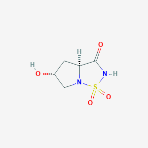 molecular formula C5H8N2O4S B2544906 (3As,5R)-5-hydroxy-1,1-dioxo-3a,4,5,6-tetrahydropyrrolo[1,2-b][1,2,5]thiadiazol-3-one CAS No. 2243501-36-0