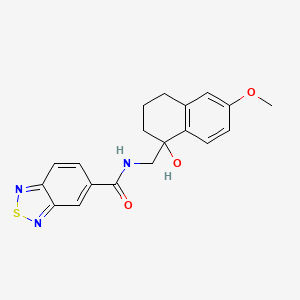molecular formula C19H19N3O3S B2544925 N-((1-hydroxy-6-methoxy-1,2,3,4-tetrahydronaphthalen-1-yl)methyl)benzo[c][1,2,5]thiadiazole-5-carboxamide CAS No. 2034412-52-5