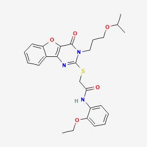 molecular formula C26H29N3O5S B2544935 N-(2-ethoxyphenyl)-2-((3-(3-isopropoxypropyl)-4-oxo-3,4-dihydrobenzofuro[3,2-d]pyrimidin-2-yl)thio)acetamide CAS No. 899962-03-9