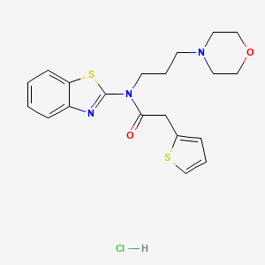 molecular formula C20H24ClN3O2S2 B2544936 N-(benzo[d]thiazol-2-yl)-N-(3-morpholinopropyl)-2-(thiophen-2-yl)acetamide hydrochloride CAS No. 1329628-72-9