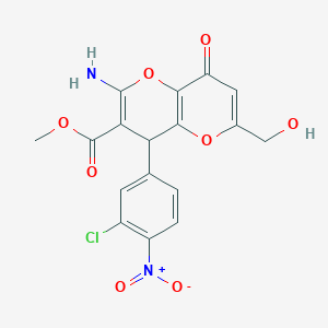 molecular formula C17H13ClN2O8 B2544957 Methyl 2-amino-4-(3-chloro-4-nitrophenyl)-6-(hydroxymethyl)-8-oxo-4,8-dihydropyrano[3,2-b]pyran-3-carboxylate CAS No. 939894-01-6