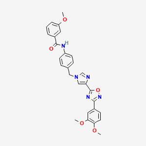 molecular formula C28H25N5O5 B2544964 N-[4-({4-[3-(3,4-dimethoxyphenyl)-1,2,4-oxadiazol-5-yl]-1H-imidazol-1-yl}methyl)phenyl]-3-methoxybenzamide CAS No. 1111017-79-8
