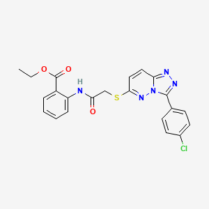 molecular formula C22H18ClN5O3S B2545001 Ethyl 2-(2-((3-(4-chlorophenyl)-[1,2,4]triazolo[4,3-b]pyridazin-6-yl)thio)acetamido)benzoate CAS No. 852373-31-0