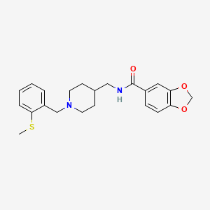 molecular formula C22H26N2O3S B2545020 N-((1-(2-(methylthio)benzyl)piperidin-4-yl)methyl)benzo[d][1,3]dioxole-5-carboxamide CAS No. 1234956-25-2