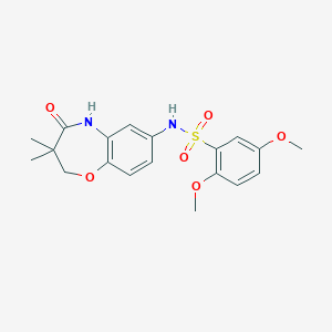 molecular formula C19H22N2O6S B2545082 N-(3,3-dimethyl-4-oxo-2,3,4,5-tetrahydrobenzo[b][1,4]oxazepin-7-yl)-2,5-dimethoxybenzenesulfonamide CAS No. 921915-77-7