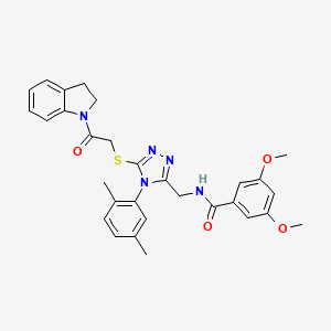molecular formula C30H31N5O4S B2545084 N-((4-(2,5-dimethylphenyl)-5-((2-(indolin-1-yl)-2-oxoethyl)thio)-4H-1,2,4-triazol-3-yl)methyl)-3,5-dimethoxybenzamide CAS No. 309969-06-0