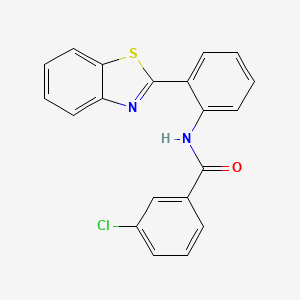 molecular formula C20H13ClN2OS B2545145 N-[2-(1,3-benzothiazol-2-yl)phenyl]-3-chlorobenzamide CAS No. 307326-18-7