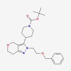 molecular formula C25H35N3O4 B2545150 tert-butyl 4-{2-[2-(benzyloxy)ethyl]-2H,4H,6H,7H-pyrano[4,3-c]pyrazol-3-yl}piperidine-1-carboxylate CAS No. 2126178-61-6