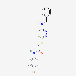 molecular formula C20H19BrN4OS B2545171 2-{[6-(BENZYLAMINO)PYRIDAZIN-3-YL]SULFANYL}-N-(4-BROMO-3-METHYLPHENYL)ACETAMIDE CAS No. 1358427-17-4