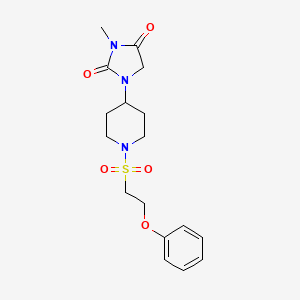 molecular formula C17H23N3O5S B2545174 3-Methyl-1-(1-((2-phenoxyethyl)sulfonyl)piperidin-4-yl)imidazolidine-2,4-dione CAS No. 2176269-95-5