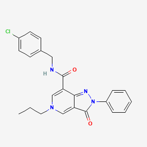 molecular formula C23H21ClN4O2 B2545189 N-[(4-chlorophenyl)methyl]-3-oxo-2-phenyl-5-propyl-2H,3H,5H-pyrazolo[4,3-c]pyridine-7-carboxamide CAS No. 923146-30-9