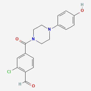 2-Chloro-4-[4-(4-hydroxyphenyl)piperazine-1-carbonyl]benzaldehyde