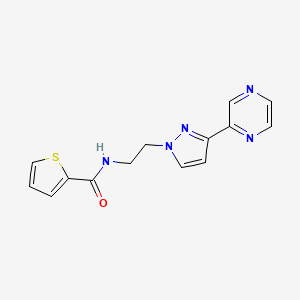 molecular formula C14H13N5OS B2545207 N-(2-(3-(pyrazin-2-yl)-1H-pyrazol-1-yl)ethyl)thiophene-2-carboxamide CAS No. 2034510-71-7