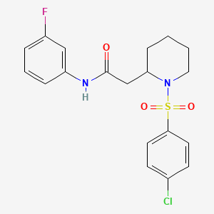 2-(1-((4-chlorophenyl)sulfonyl)piperidin-2-yl)-N-(3-fluorophenyl)acetamide