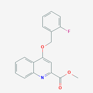 molecular formula C18H14FNO3 B2545225 METHYL 4-[(2-FLUOROPHENYL)METHOXY]QUINOLINE-2-CARBOXYLATE CAS No. 1358328-72-9