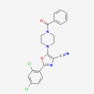 molecular formula C21H16Cl2N4O2 B2545246 5-(4-benzoylpiperazin-1-yl)-2-(2,4-dichlorophenyl)-1,3-oxazole-4-carbonitrile CAS No. 946308-97-0