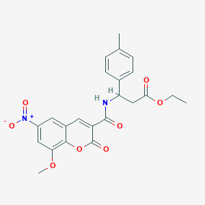 molecular formula C23H22N2O8 B254529 ETHYL 3-[(8-METHOXY-6-NITRO-2-OXO-2H-CHROMEN-3-YL)FORMAMIDO]-3-(4-METHYLPHENYL)PROPANOATE 