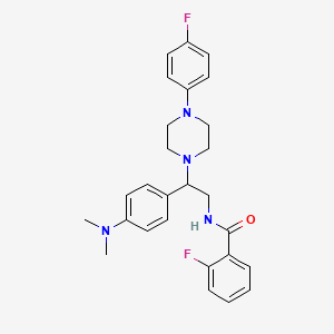 molecular formula C27H30F2N4O B2545290 N-{2-[4-(dimethylamino)phenyl]-2-[4-(4-fluorophenyl)piperazin-1-yl]ethyl}-2-fluorobenzamide CAS No. 946243-57-8
