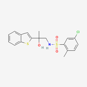 molecular formula C18H18ClNO3S2 B2545291 N-(2-(benzo[b]thiophen-2-yl)-2-hydroxypropyl)-5-chloro-2-methylbenzenesulfonamide CAS No. 2034464-35-0