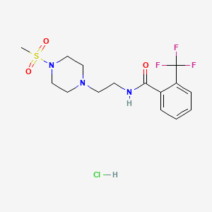 molecular formula C15H21ClF3N3O3S B2545339 N-(2-(4-(methylsulfonyl)piperazin-1-yl)ethyl)-2-(trifluoromethyl)benzamide hydrochloride CAS No. 1351601-79-0