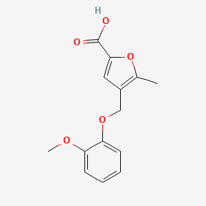 molecular formula C14H14O5 B2545351 4-(2-Methoxy-phenoxymethyl)-5-methyl-furan-2-carboxylic acid CAS No. 297137-48-5