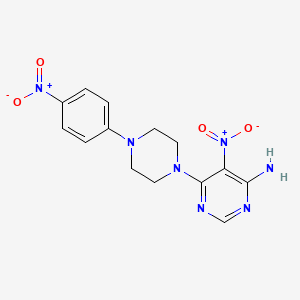 molecular formula C14H15N7O4 B2545367 5-Nitro-6-[4-(4-nitrophenyl)piperazin-1-yl]pyrimidin-4-amine CAS No. 497063-42-0