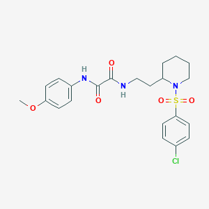 molecular formula C22H26ClN3O5S B2545395 N-{2-[1-(4-chlorobenzenesulfonyl)piperidin-2-yl]ethyl}-N'-(4-methoxyphenyl)ethanediamide CAS No. 898425-90-6