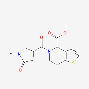 molecular formula C15H18N2O4S B2545405 Methyl 5-(1-methyl-5-oxopyrrolidine-3-carbonyl)-4,5,6,7-tetrahydrothieno[3,2-c]pyridine-4-carboxylate CAS No. 1421445-35-3