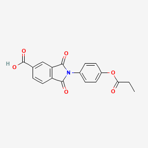 molecular formula C18H13NO6 B2545477 1,3-dioxo-2-[4-(propanoyloxy)phenyl]-2,3-dihydro-1H-isoindole-5-carboxylic acid CAS No. 122904-27-2