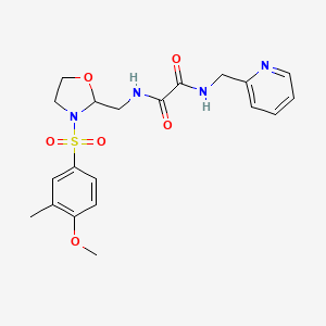 molecular formula C20H24N4O6S B2545490 N-{[3-(4-methoxy-3-methylbenzenesulfonyl)-1,3-oxazolidin-2-yl]methyl}-N'-[(pyridin-2-yl)methyl]ethanediamide CAS No. 874804-47-4