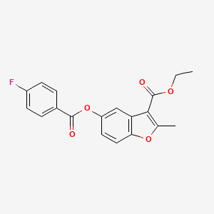 molecular formula C19H15FO5 B2545635 ETHYL 5-(4-FLUOROBENZOYLOXY)-2-METHYL-1-BENZOFURAN-3-CARBOXYLATE CAS No. 379240-92-3