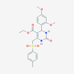 molecular formula C23H26N2O7S B2545646 Ethyl 4-(2,4-dimethoxyphenyl)-6-[(4-methylbenzenesulfonyl)methyl]-2-oxo-1,2,3,4-tetrahydropyrimidine-5-carboxylate CAS No. 866344-79-8