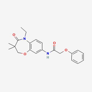 molecular formula C21H24N2O4 B2545667 N-(5-ethyl-3,3-dimethyl-4-oxo-2,3,4,5-tetrahydro-1,5-benzoxazepin-8-yl)-2-phenoxyacetamide CAS No. 921793-17-1