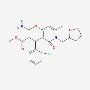 molecular formula C22H23ClN2O5 B2545688 methyl 2-amino-4-(2-chlorophenyl)-7-methyl-5-oxo-6-[(oxolan-2-yl)methyl]-4H,5H,6H-pyrano[3,2-c]pyridine-3-carboxylate CAS No. 758704-48-2