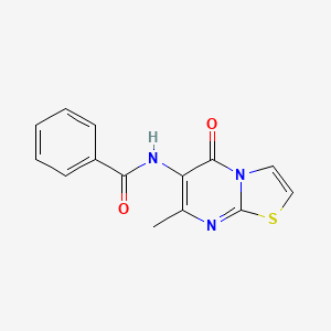 molecular formula C14H11N3O2S B2545705 N-{7-methyl-5-oxo-5H-[1,3]thiazolo[3,2-a]pyrimidin-6-yl}benzamide CAS No. 81000-08-0