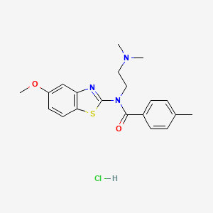 molecular formula C20H24ClN3O2S B2545712 N-(2-(dimethylamino)ethyl)-N-(5-methoxybenzo[d]thiazol-2-yl)-4-methylbenzamide hydrochloride CAS No. 1215725-96-4