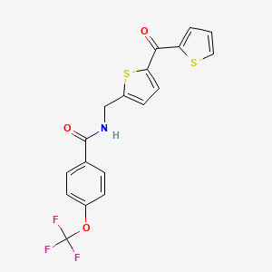 molecular formula C18H12F3NO3S2 B2545747 N-((5-(thiophene-2-carbonyl)thiophen-2-yl)methyl)-4-(trifluoromethoxy)benzamide CAS No. 1421505-84-1
