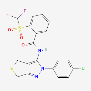 molecular formula C19H14ClF2N3O3S2 B2545753 N-[2-(4-chlorophenyl)-2H,4H,6H-thieno[3,4-c]pyrazol-3-yl]-2-difluoromethanesulfonylbenzamide CAS No. 893935-01-8