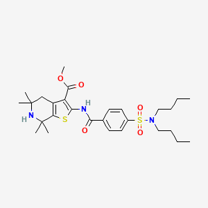 molecular formula C28H41N3O5S2 B2545780 methyl 2-[4-(dibutylsulfamoyl)benzamido]-5,5,7,7-tetramethyl-4H,5H,6H,7H-thieno[2,3-c]pyridine-3-carboxylate CAS No. 449782-51-8