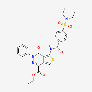 molecular formula C26H26N4O6S2 B2545790 ethyl 5-[4-(diethylsulfamoyl)benzamido]-4-oxo-3-phenyl-3H,4H-thieno[3,4-d]pyridazine-1-carboxylate CAS No. 851947-69-8