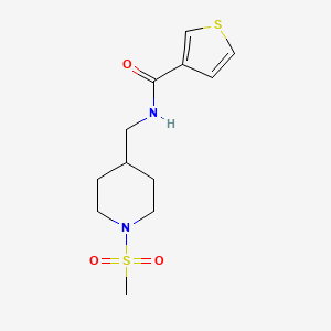 molecular formula C12H18N2O3S2 B2545803 N-((1-(methylsulfonyl)piperidin-4-yl)methyl)thiophene-3-carboxamide CAS No. 1234982-29-6