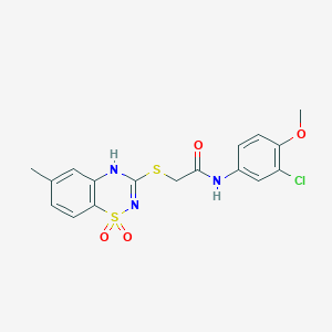 molecular formula C17H16ClN3O4S2 B2545817 N-(3-chloro-4-methoxyphenyl)-2-[(6-methyl-1,1-dioxo-4H-1lambda6,2,4-benzothiadiazin-3-yl)sulfanyl]acetamide CAS No. 899724-25-5