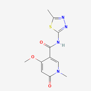 molecular formula C11H12N4O3S B2545842 4-methoxy-1-methyl-N-(5-methyl-1,3,4-thiadiazol-2-yl)-6-oxo-1,6-dihydropyridine-3-carboxamide CAS No. 2097918-65-3