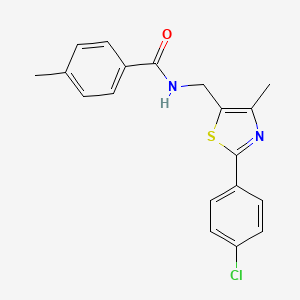 molecular formula C19H17ClN2OS B2545844 N-{[2-(4-chlorophenyl)-4-methyl-1,3-thiazol-5-yl]methyl}-4-methylbenzamide CAS No. 866018-64-6