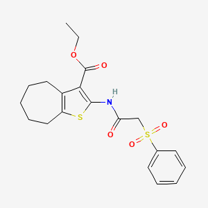 ethyl 2-(2-(phenylsulfonyl)acetamido)-5,6,7,8-tetrahydro-4H-cyclohepta[b]thiophene-3-carboxylate