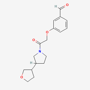molecular formula C17H21NO4 B2545852 3-[2-Oxo-2-[3-(oxolan-3-yl)pyrrolidin-1-yl]ethoxy]benzaldehyde CAS No. 2224478-34-4