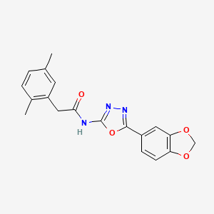 molecular formula C19H17N3O4 B2545859 N-(5-(benzo[d][1,3]dioxol-5-yl)-1,3,4-oxadiazol-2-yl)-2-(2,5-dimethylphenyl)acetamide CAS No. 922090-77-5