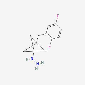 molecular formula C12H14F2N2 B2545863 [3-[(2,5-Difluorophenyl)methyl]-1-bicyclo[1.1.1]pentanyl]hydrazine CAS No. 2287272-81-3