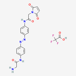 molecular formula C22H19F3N6O6 B2545872 2-Amino-N-[4-[[4-[[2-(2,5-dioxopyrrol-1-yl)acetyl]amino]phenyl]diazenyl]phenyl]acetamide;2,2,2-trifluoroacetic acid CAS No. 2361658-50-4